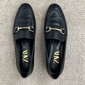 Women’s Black Zara Loafers with Gold Horse Bit detail Size 37EUR or 6.5US